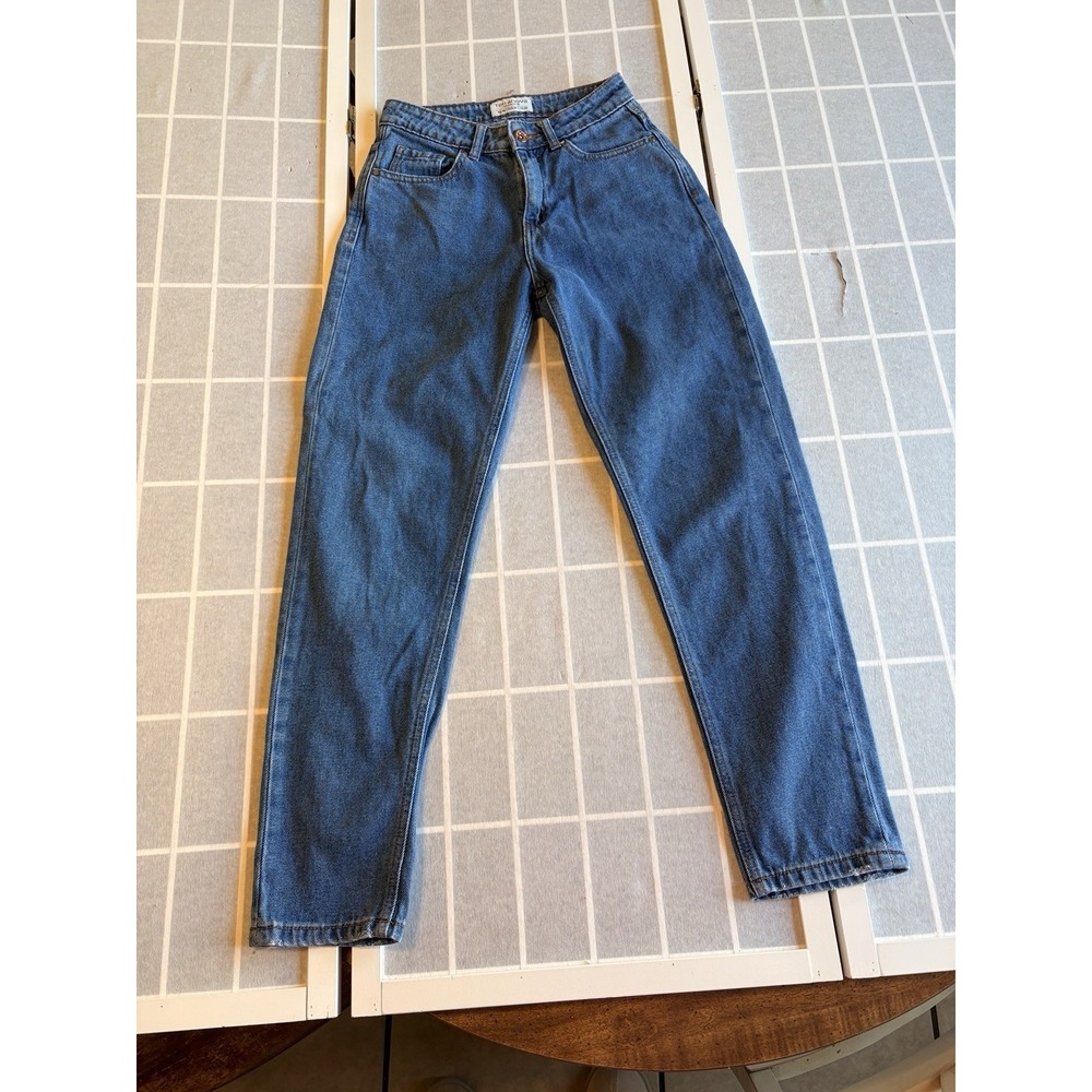 Terranova Vintage Straight Leg Jeans High Rise Med‎ Wash Capsule Wordrobe Sz 25